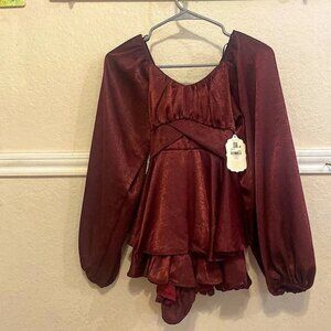 Altar’d State, satin, burgundy romper. New with tags.